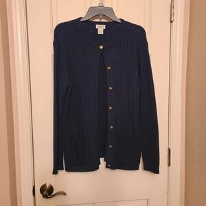 Navy Blue Cardigan with Gold Buttons